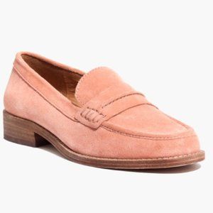 MADEWELL PINK SUEDE PENNY LOAFERS